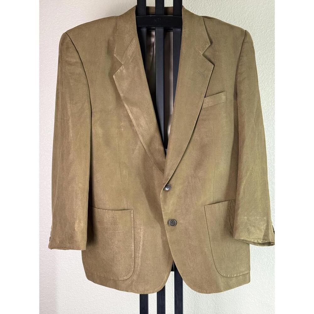 Vintage Christian Dior Monsieur Silk Sport Coat Blazer Tan Camel Made in USA